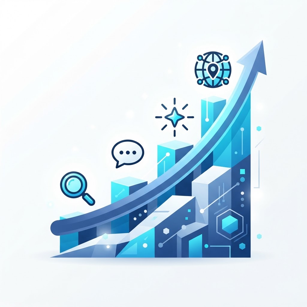Future of measurement showing Product Knowledge growth outpacing competitors across AI search, traditional search, and customer trust