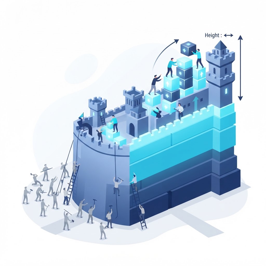 Competitive moat showing competitors can copy products, pricing, and advertising but cannot copy years of accumulated Product Knowledge