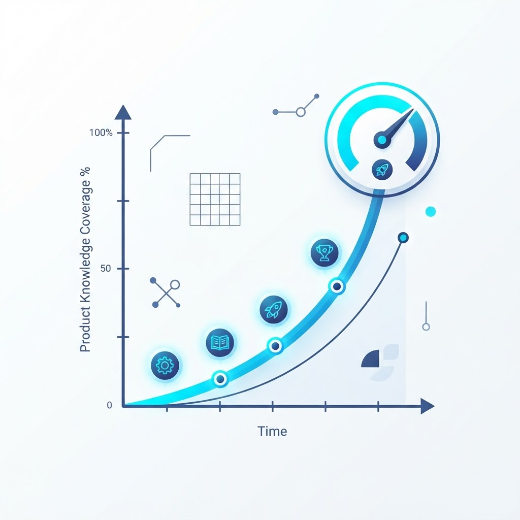 Business outcomes of Product Knowledge including customer confidence, revenue, conversion rate, organic visibility, AI visibility, support efficiency, knowledge retention, employee productivity, and merchant authority