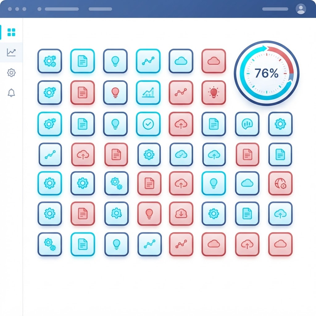Knowledge Gap dashboard showing knowledge gaps being identified, measured, and closed across a product catalog