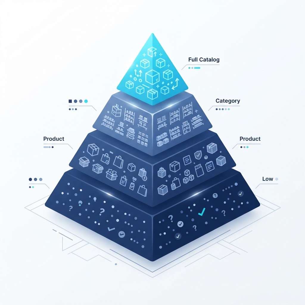 Product Knowledge metrics showing customer demand covered, knowledge coverage, knowledge gaps, question coverage, product coverage, category coverage, demand fulfillment, knowledge freshness, knowledge quality, and knowledge growth