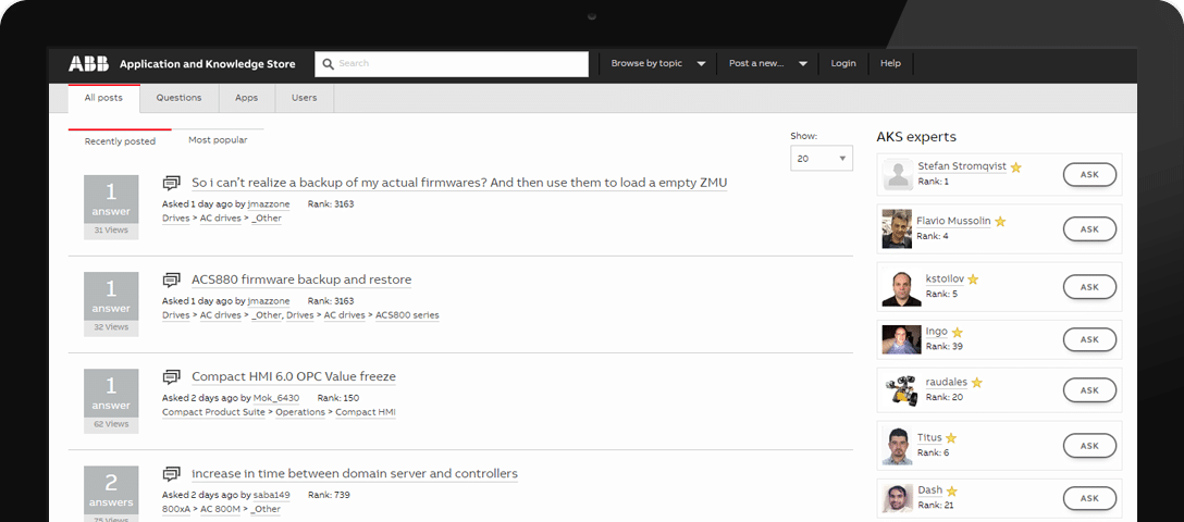 Answerbase headless API powering a custom customer community front-end