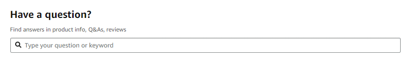 Amazon ask a question field searching across all available product information