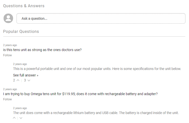 PrestaShop product page with an Answerbase ask-a-question widget where shoppers submit product questions